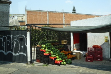 en bordure des routes de nombreux commerces de vente de fruits.