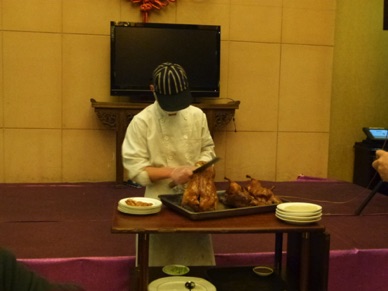 repas de canard laqué pour notre dernier repas en Chine