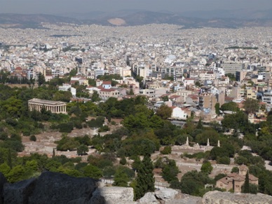 l'Héphaïstelon, l'Agora et l'Eglise des Saints Apôtres vus depuis l'Acropole