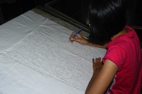 Visite d'une fabrique de batik